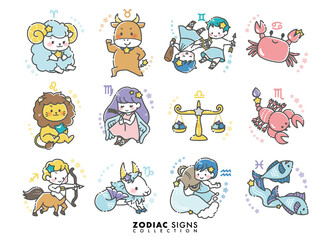 シンプルでかわいい12星座のイラストセット