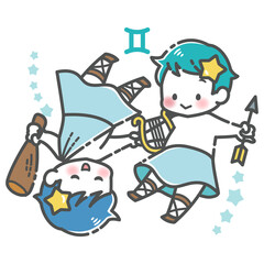 シンプルでかわいい双子座のイラスト