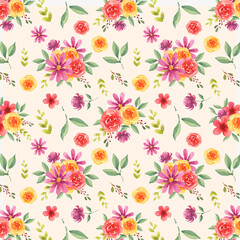 Fototapeta na wymiar Watercolor seamless pattern for spring and summer surface
