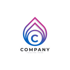 Initial Letter C with Oil and Gas Logo Design Inspiration