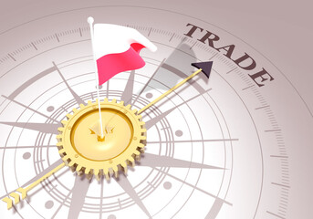 Global business concept. Waved flag of Poland