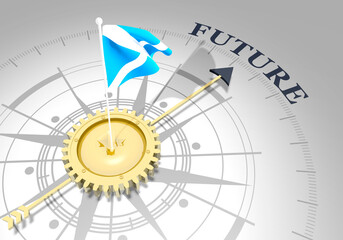 Global business concept. Waved flag of Scotland