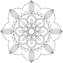Leaf Flower Petal Coloring Mandala Art Simple Graphic Shape Vector Floral Oriental Outline Vintage Decorative Elements Pattern Illustration Islam Arabic Indian Turkish Mystic Religion Morals Lotus