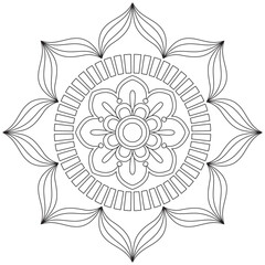 Leaf Flower Petal Coloring Mandala Art Simple Graphic Shape Vector Floral Oriental Outline Vintage Decorative Elements Pattern Illustration Islam Arabic Indian Turkish Mystic Religion Morals Lotus