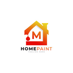 Initial Letter M Home Paint Real Estate Logo Design Inspiration