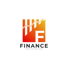 Initial Letter F Chart Bar Finance Logo Design Inspiration