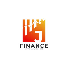 Initial Letter J Chart Bar Finance Logo Design Inspiration