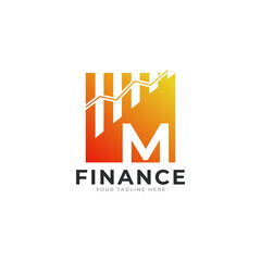 Initial Letter M Chart Bar Finance Logo Design Inspiration