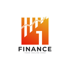 Fototapeta premium Number 1 Chart Bar Finance Logo Design Inspiration