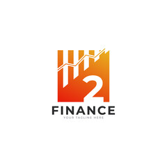 Number 2 Chart Bar Finance Logo Design Inspiration