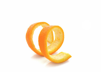 Fresh orange twist on white background