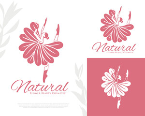 dancing flower woman logo template