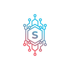 Technology Initial Letter S Logo Design Template Element.