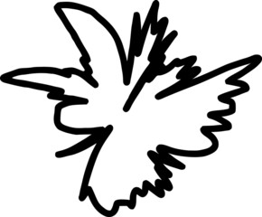 The contour of a fluttering stylized butterfly on a bend. Vector image. The ability to change to any size without loss of quality.