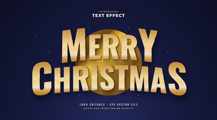 Obraz premium Merry Christmas in Golden Style Text with 3D and Glitter Effect. Editable Text Style Effect