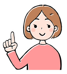 指差しポーズの女性のイラスト