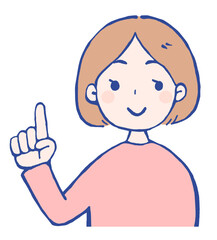 指差しポーズの女性のイラスト