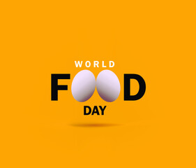 World food day concept. vector two egg with text. isolated on orange background.