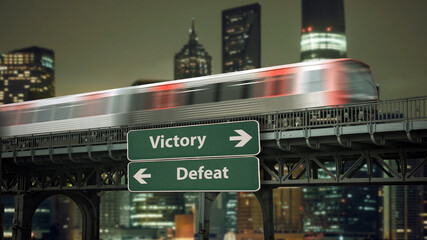 Street Sign Victory versus Defeat