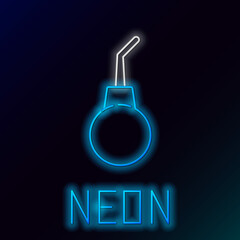 Glowing neon line Enema pear icon isolated on black background. Medical rubber pump. Colorful outline concept. Vector