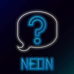 Glowing neon line Speech bubble chat icon isolated on black background. Message icon. Communication or comment chat symbol. Colorful outline concept. Vector