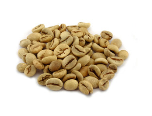 Green Coffee Beans on white background