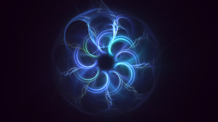 Obraz premium 3D rendering abstract blue fractal light background