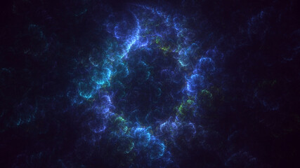 3D rendering abstract blue fractal light background