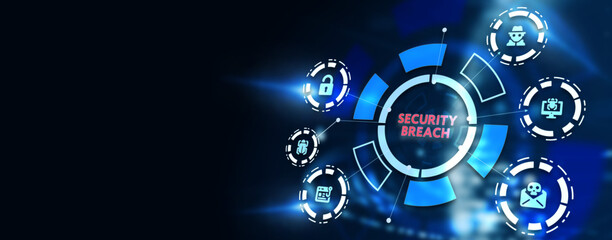 Cyber security data protection business technology privacy concept. 3d illustration. Security breach