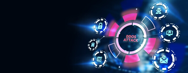 Cyber security data protection business technology privacy concept. 3d illustration. Ddos attack