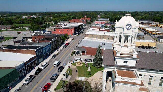 aerial over courthouse in lawrenceburg kentucky