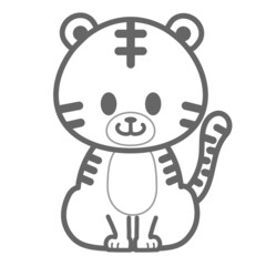 白黒のとらのイラスト