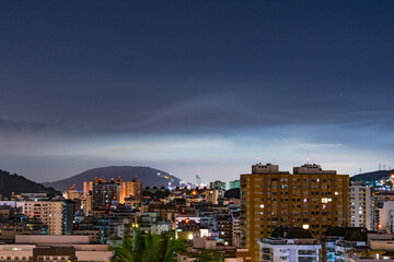 Niterói, Rio de Janeiro, Brazil - CIRCA 2021: Long exposure urban night photography with buildings and lights of a Brazilian city