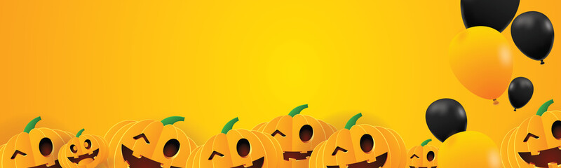 hello halloween background orange yellow page benner space pumpkins on october autumn season poster card  © Sarin