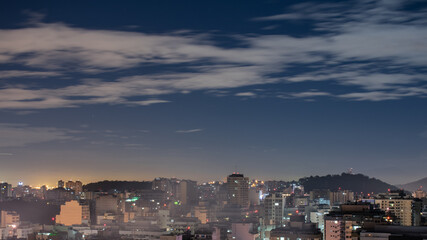 Niterói, Rio de Janeiro, Brazil - CIRCA 2021: Long exposure urban night photography with buildings and lights of a Brazilian city