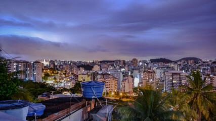 Niterói, Rio de Janeiro, Brazil - CIRCA 2021: Long exposure urban night photography with buildings and lights of a Brazilian city