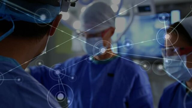 Animation of network of connections over surgeons in operating theater