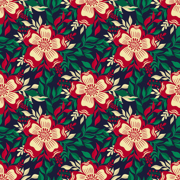 Seamless pattern flower.Elegant floral design.Botanical print. Fashion print. © ArinaKram