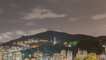 Obraz premium Niterói, Rio de Janeiro, Brazil - CIRCA 2021: Long exposure urban night photography with buildings and lights of a Brazilian city