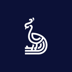 clean elegant peacock one color logo design inspiration