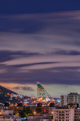 Fototapeta premium Niterói, Rio de Janeiro, Brazil - CIRCA 2021: Long exposure urban night photography with buildings and lights of a Brazilian city