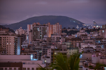 Niterói, Rio de Janeiro, Brazil - CIRCA 2021: Long exposure urban night photography with buildings and lights of a Brazilian city