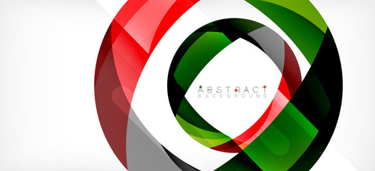 Obraz premium Geometric abstract background. Circle created with overlapping color shapes. Vector Illustration For Wallpaper, Banner, Background, Landing Page