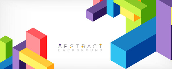 Abstract background. 3d cubes, cubic elements and blocks. Techno or business concept for wallpaper, banner, background, landing page