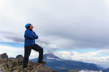 a man on the volcano Popocatepetl in Mexico