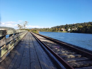 wooden bridge over the river