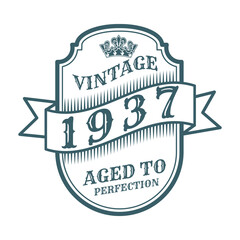 vintage 1937 Aged to perfection, 1937 birthday typography design for T-shirt