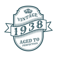 vintage 1938 Aged to perfection, 1938 birthday typography design for T-shirt