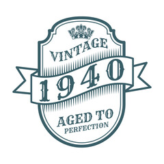 vintage 1940 Aged to perfection, 1940 birthday typography design for T-shirt