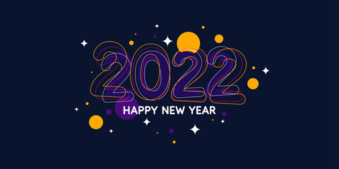 Background with the inscription Happy New Year 2022. Vector illustration. Modern greeting poster
